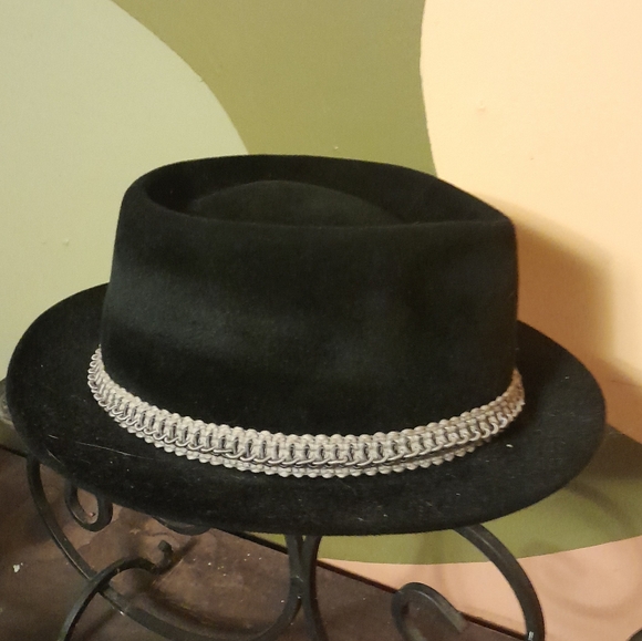 Vintage Berg Fedora Hat. Black velour, Large - Picture 3 of 9